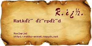 Ratkó Árpád névjegykártya